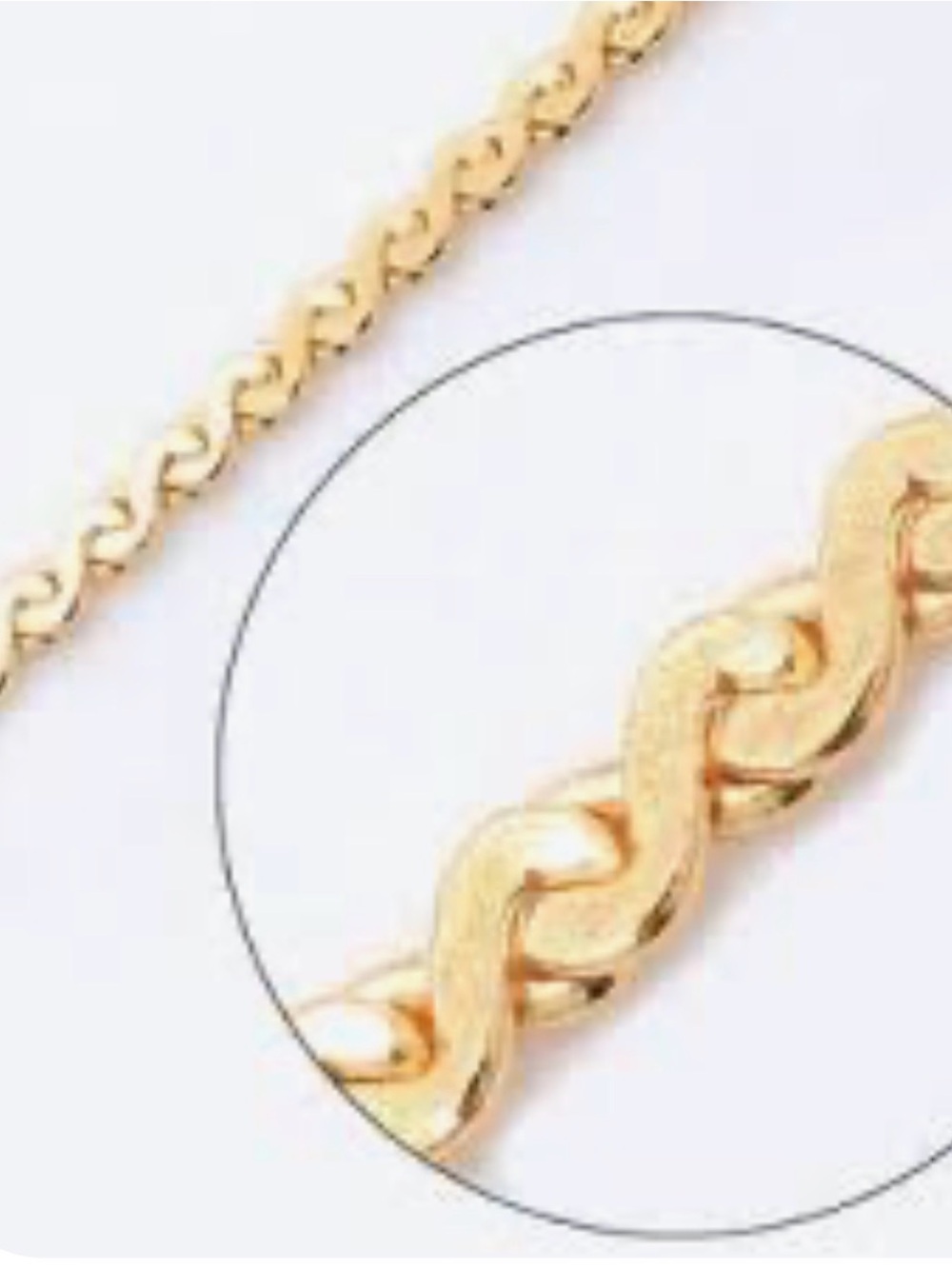 14k Gold Stamped Serpentine ‘S’ shaped 20” long Chain 1.2 g gold